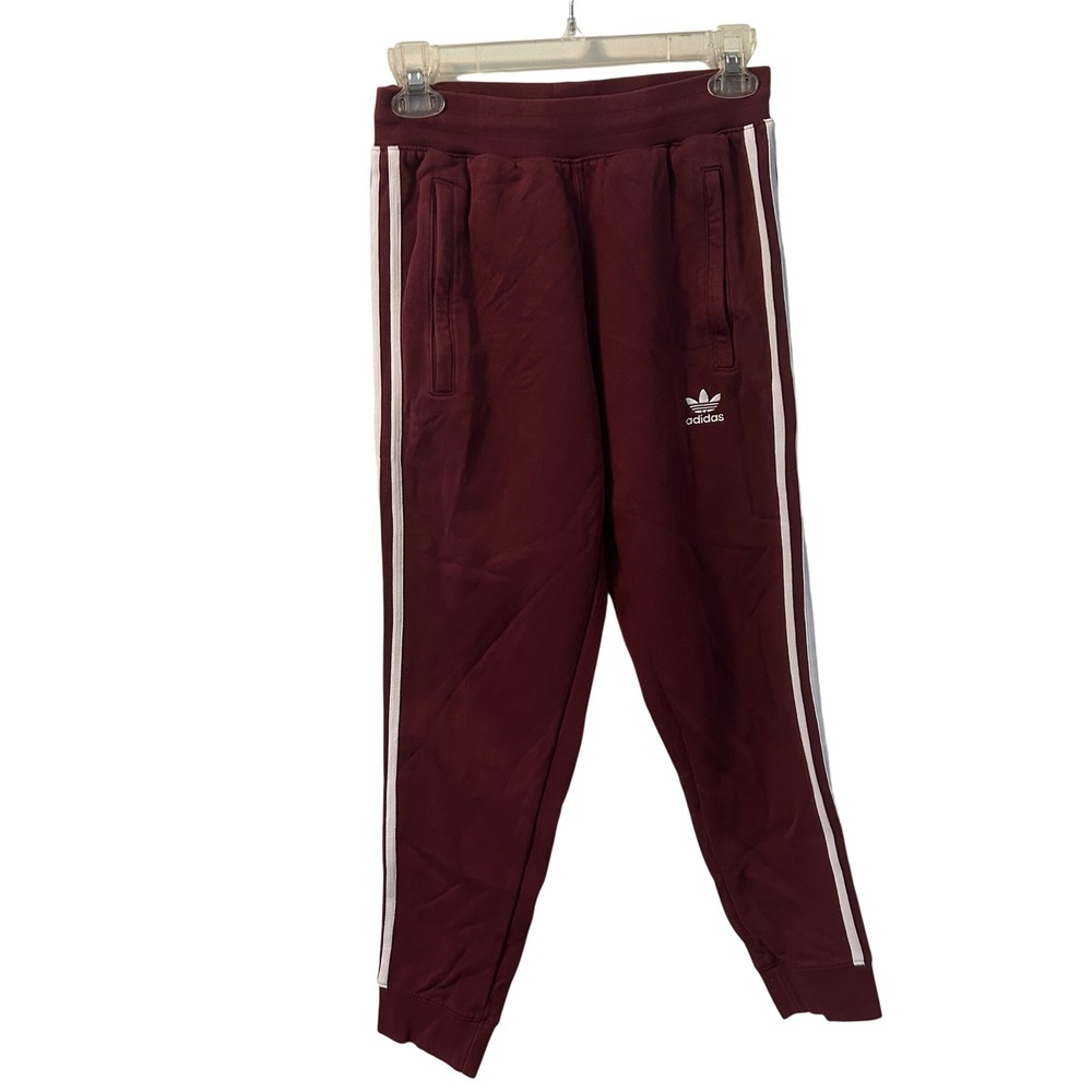 Adidas Originals Womens Burgundy 3-Stripe Joggers JM6136 Small Maroon Sweatpants